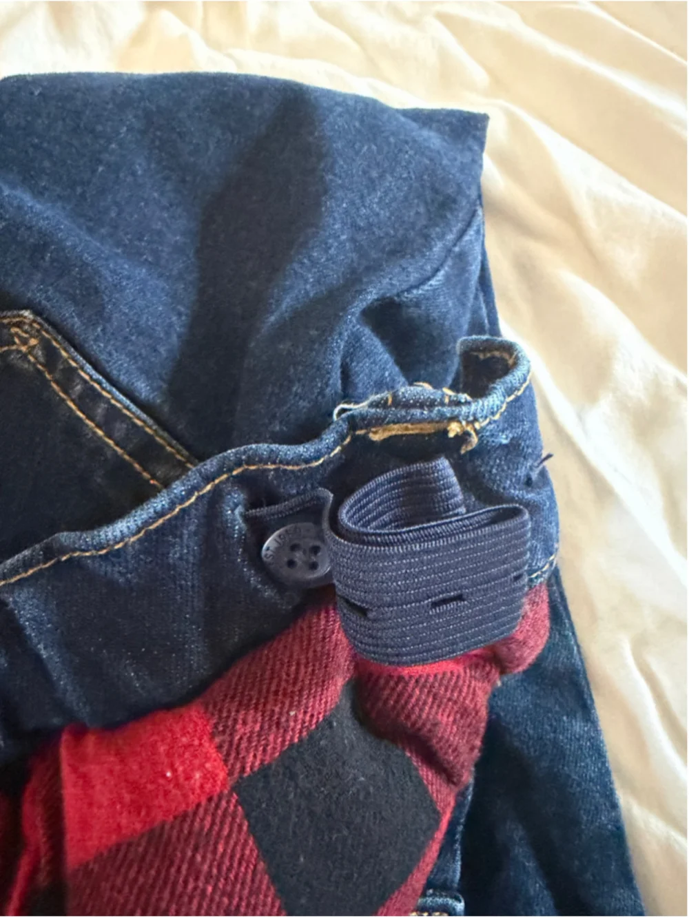 Boys Gap Jeans Size 5 Blue Red Plaid Lined Straight Leg